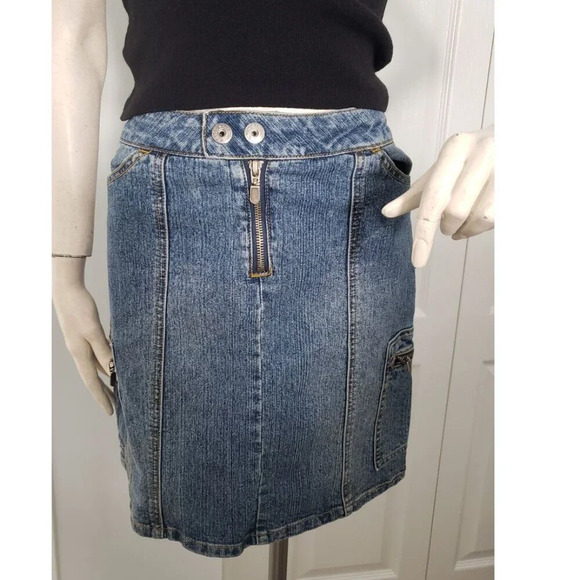 Stretch Jean skirt by BONGO Authentic denim skirt SIZE 3 military  style - Picture 1 of 11